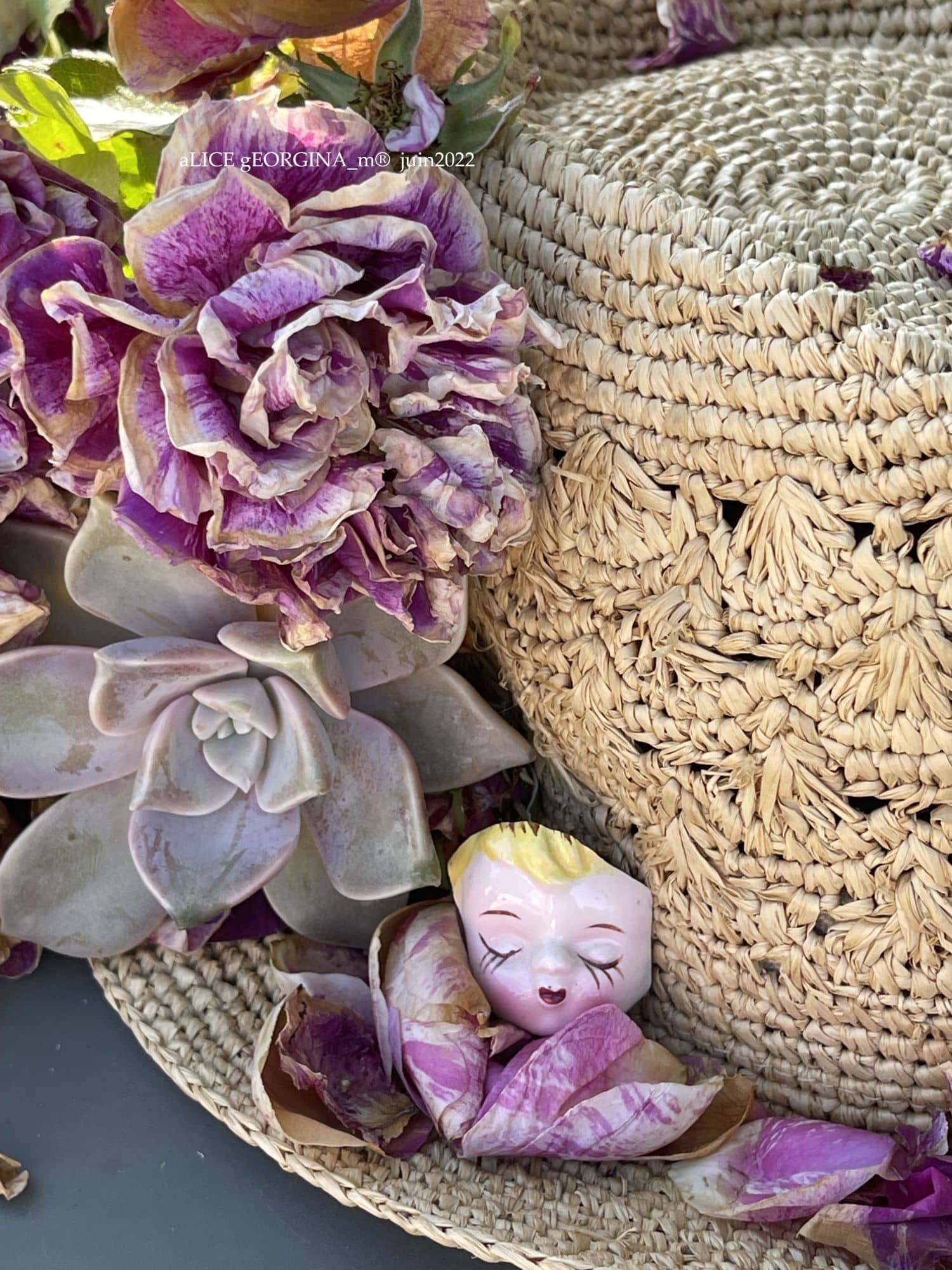 Arrangement d'objets chinés de seconde main, parme