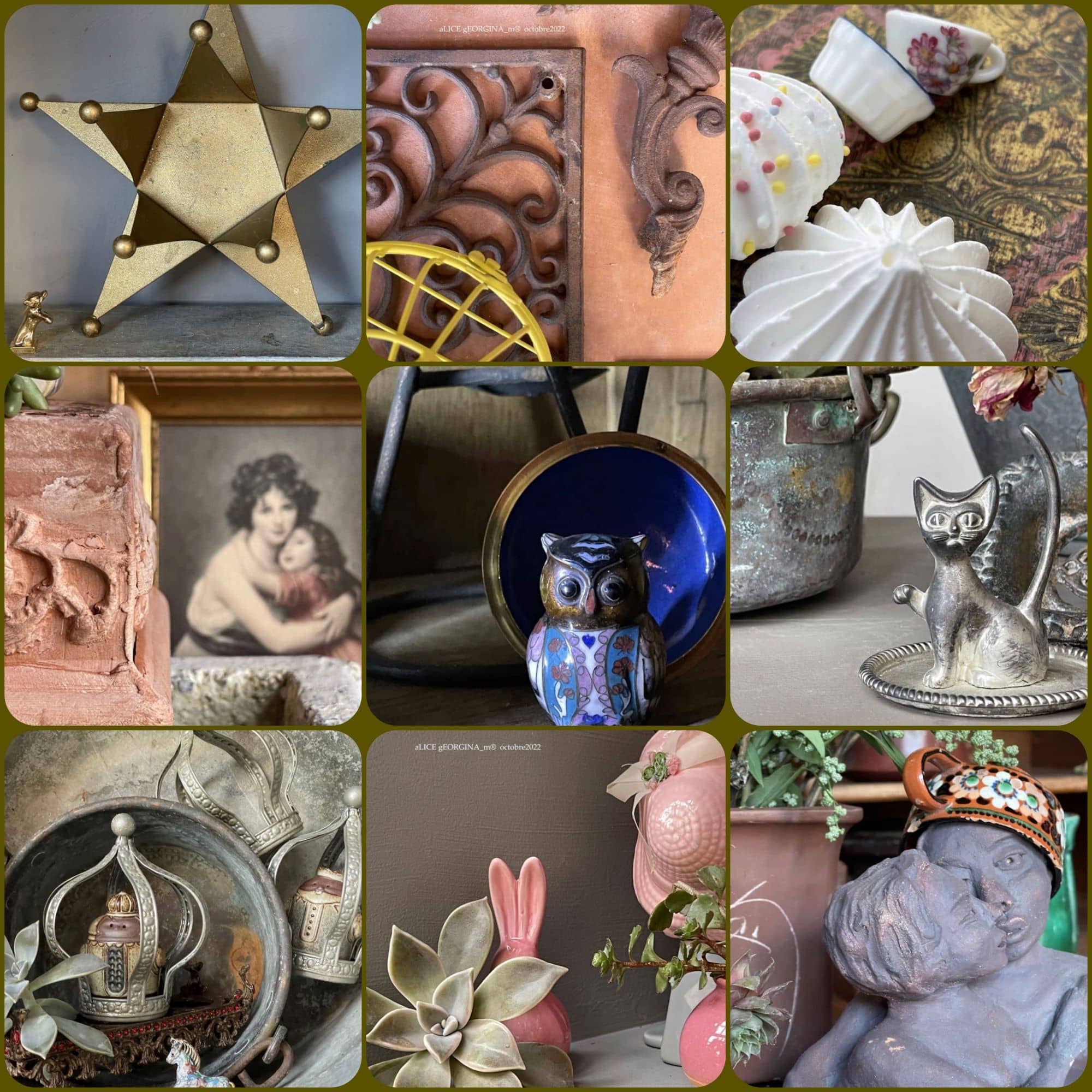 Arrangement d'objets chinés de seconde main, Nine 2022