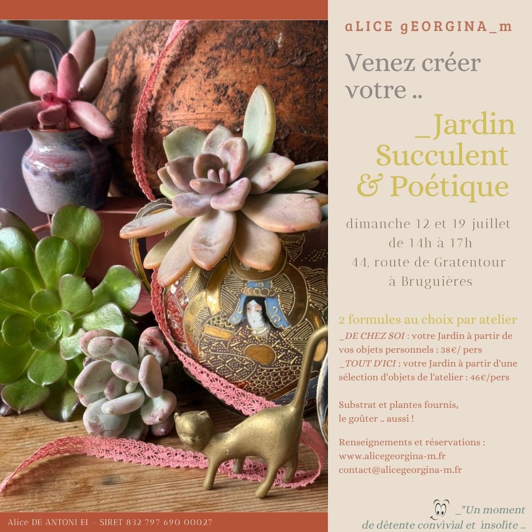 Affiche atelier adulte chez alice georgina m juillet 2026